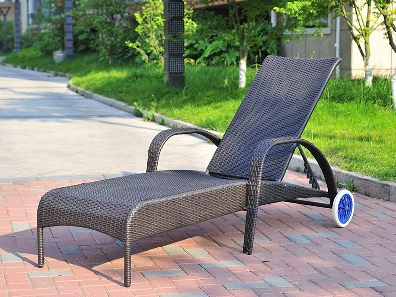 Rattan Lounge cum duo rotae, velit rattan lectum, rattan recliner cathedra yq-rb-CDX