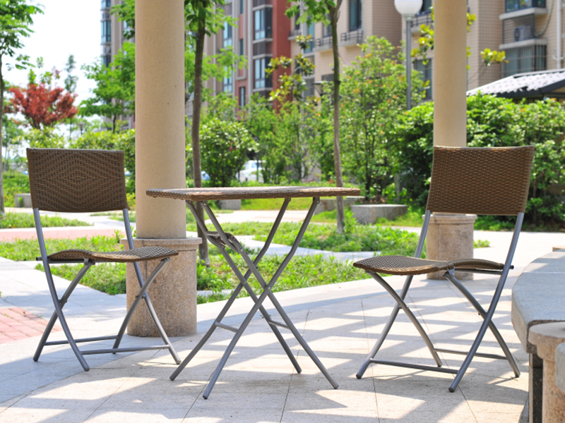 Outdoor Rattan Polding sellam posuit, 3pcs Folius Patio Furniture YQR-CXXXVIII