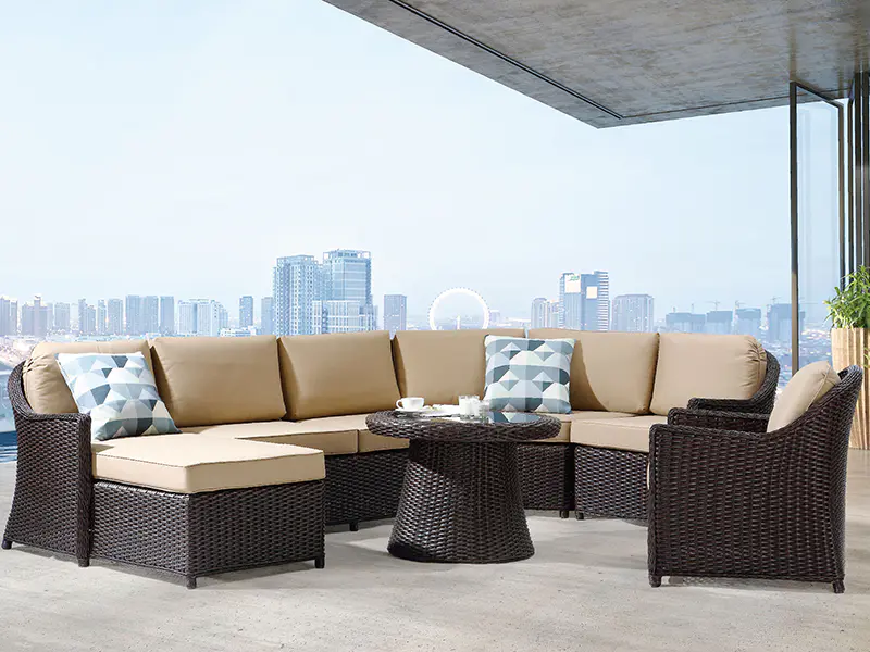 Rattan Sectional Stibadium Aluminium Frame Outdoor Furniture YQR-MDCIII