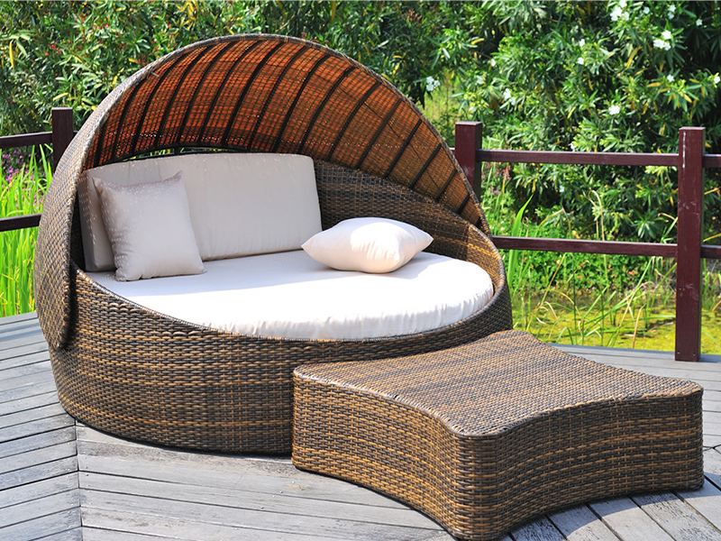 Outdoor rattan lectum, magnum velit otii lectum yqr-CXCII
