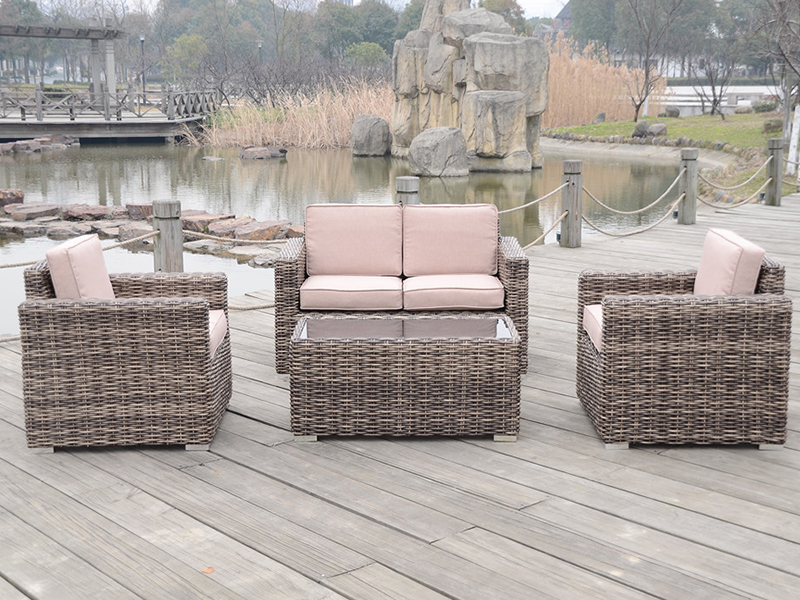 Outdoor Otium Stibadium, 4pcs Rattan Stibadium, Aluminium Frame Rattan Stibadium, YQR, 396a